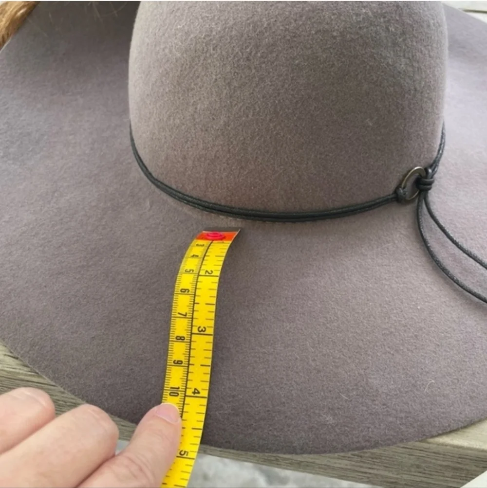 C.C Taupe Wide Brim Hat 100% Wool - Picture 6 of 8